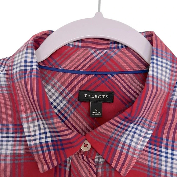 Talbots New Women’s L Striped Roll-up Tab Long Sleeve Button Up Shirt - Picture 3 of 6